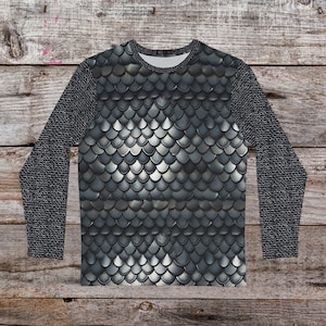 Scale Mail look with Chain mail sleeves Men&#39;s Long Sleeve Shirt (AOP)