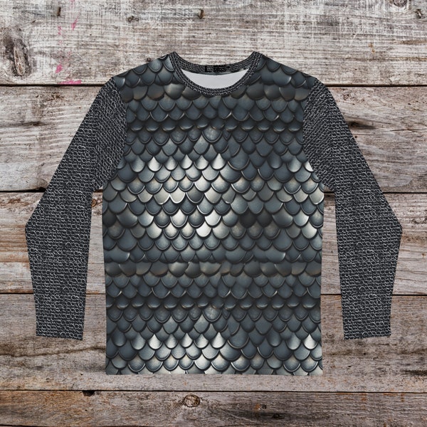 Scale Mail look with Chain mail sleeves Men's Long Sleeve Shirt (AOP)