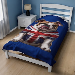 British Bulldog Velveteen Plush Blanket