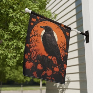 Raven with Pumpkins Halloween Large banner  image for garden, Garden & House Banner, Pole not included