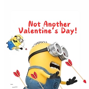 "Lustige Minion Valentinstag Karte – Minion läuft vor Amor - Humorvolle Valentinstagskarte für Ihn, Valentinstagskarte Sie oder Freunde"