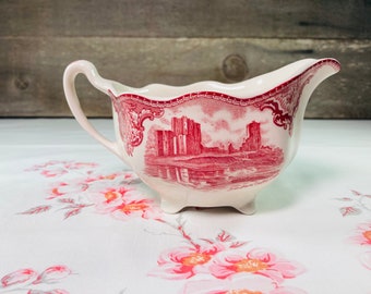 Vintage Johnson Brothers | Old Britain Castles Red/Pink Creamer | 1980's