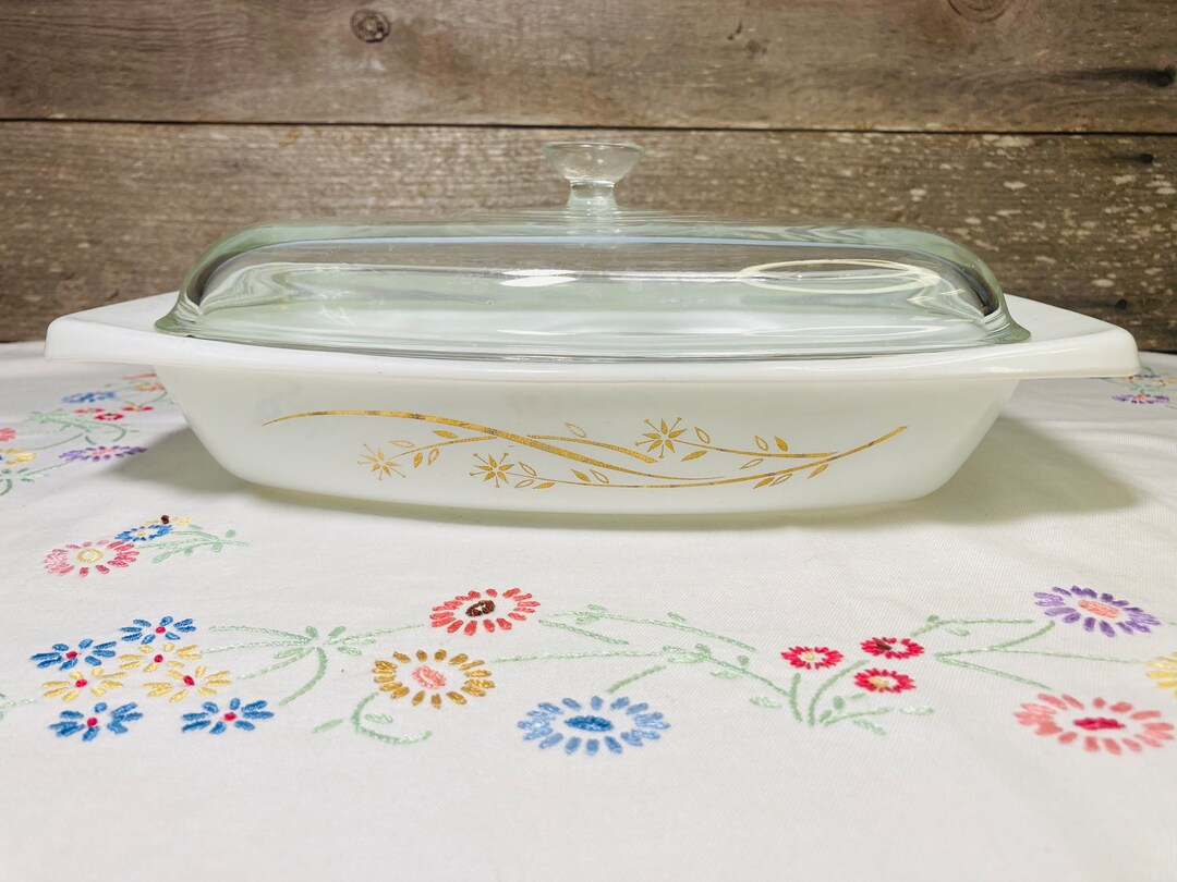 Vintage Pyrex Golden Honeysuckle Shallow Square Casserole 1.5qt 033 ...