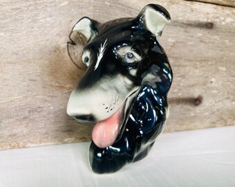 Vintage Ceramic | Handpainted Dog Wall Hanging Art | 1950's