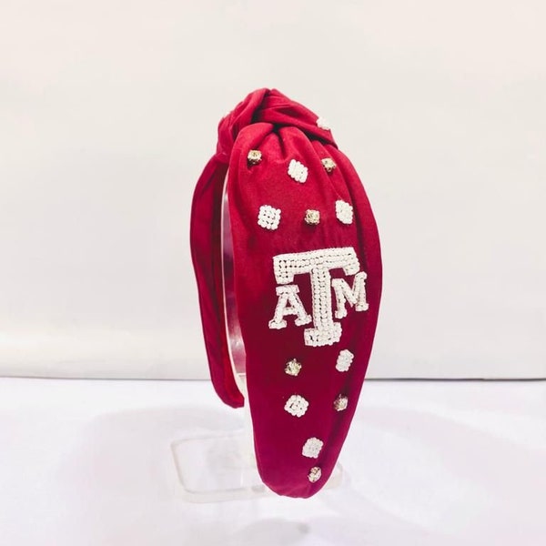 Texas A&M Beaded Headband / Aggies Headband / 12th Man / Soldier Field