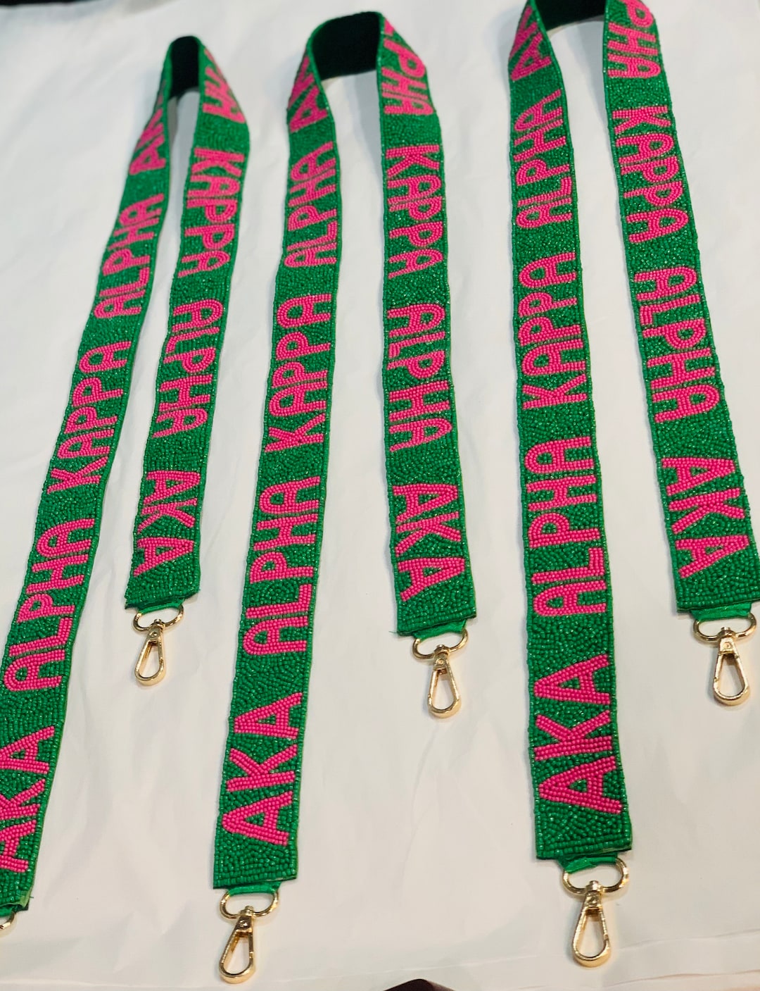 Alpha Kappa Alpha Beaded Purse Strap / AKA Strap / 1908 / Pink and