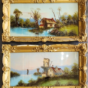 2 Reverse Glass Paintings