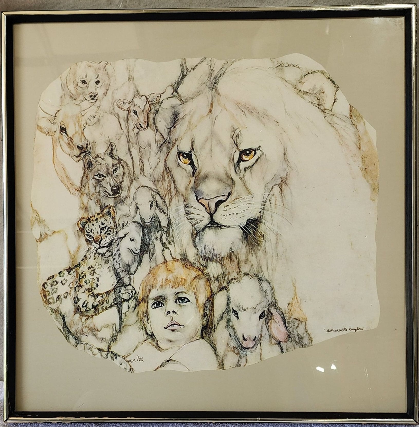 聖なる力/Holy Strength LEB Artist Proof The Peaceable Kingdom | Nan Lee | Original 1971 Lithograph