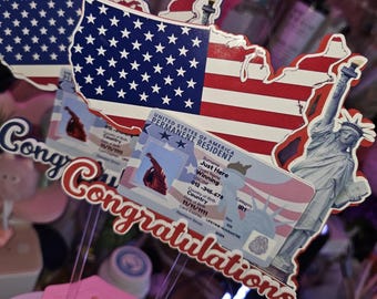 Permanent Resident Cake Topper | Green Card Cake Topper | Custom Cake Topper 5 in. x6 in.            Read the discription carefully.