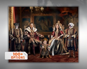 Retrato personalizado da família real | Download digital em estilo renascentista