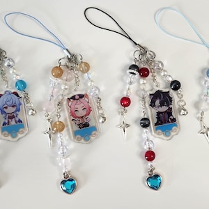 CRYO Genshin Inspired Character Charm, Cute Beaded Phone Strap, Anime, Gamer, Keychain, Gift, Kawaii, Personalized, Accessory, Impact