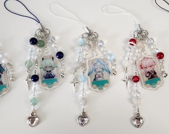 ANEMO Genshin Inspired Character Charm, Cute Beaded Phone Strap, Anime, Gamer, Keychain, Gift, Kawaii, Personalized, Accessory, Impact