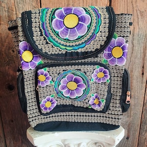 Backpack Purple Otomi Embroidered