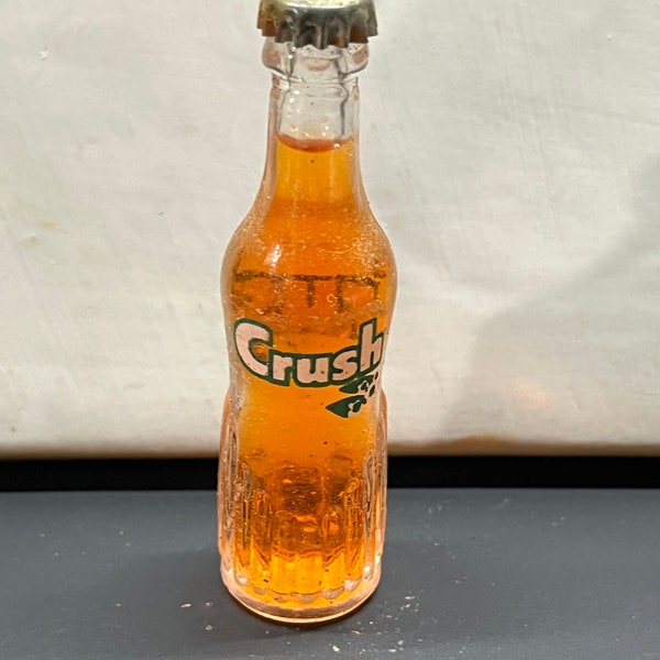 Miniature Orange Crush Soda Bottle Industria Argentina 3" Tall Vintage Glass Novelty Collectible Beverage Advertisement
