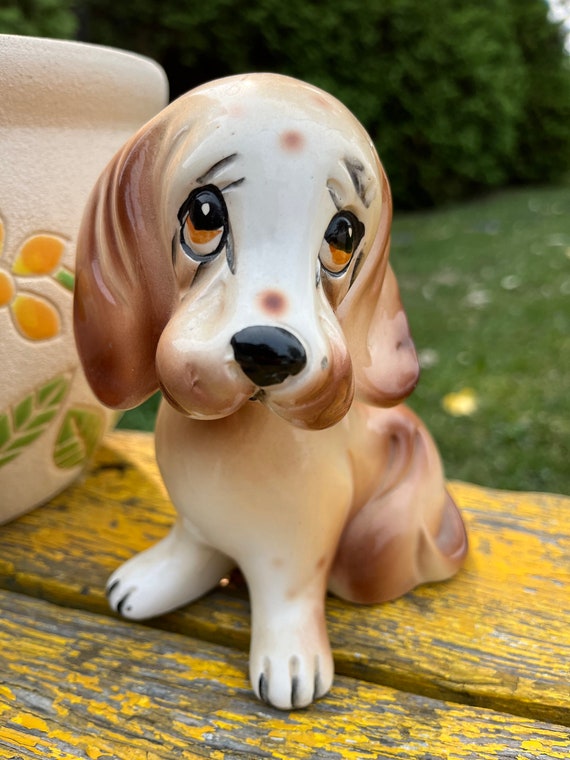 Sad Dog Hound Dog Droopy Eyes Ears Japan Vintage Animal Figurine