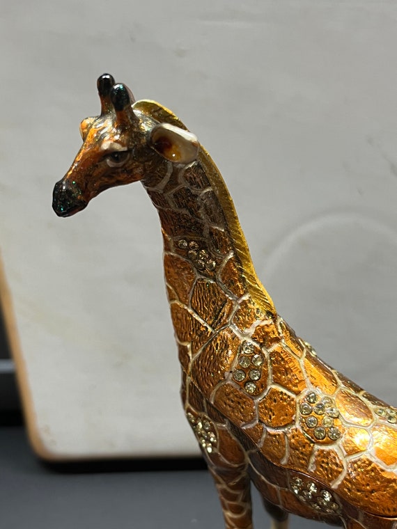 Giraffe Animal African Figurine Vintage Trinket Dish Lidded Ring