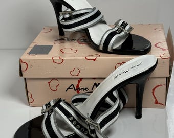 Anne Michelle Ladies Shoes Sandals Vintage Open Toe Made in Size 10 Fabric Strap Around Ankle Etsy