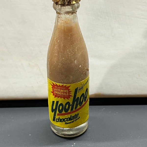 Miniature Yoo Hoo Chocolate Drink Bottle Industria Argentina 3" Tall Vintage Glass Novelty Collectible Beverage Advertisement