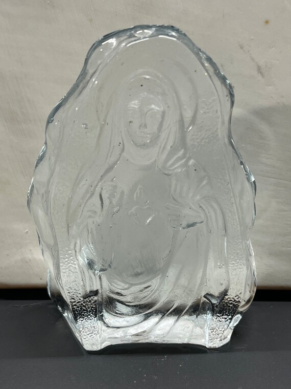 ガラス ペーパーウェイト シーン 宗教的 聖母マリア マドンナ 聖心