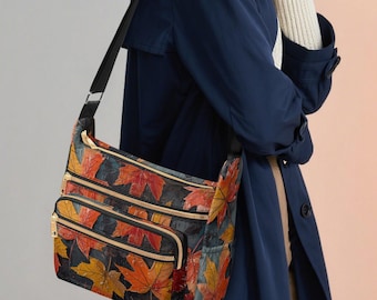 Fall Leaf crossbodytas met meerdere zakken. Leuk cadeau moeder oma vrouw