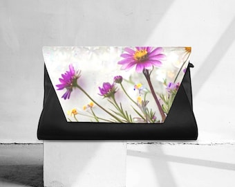 Clutch-Umschlag, Abendtasche, Geldbeutel für den Empfang, Abschlussball, Blumenmuster, botanisches, farbenfrohes Design, abstrakter Druck, Geschenk für Mutter und Frau