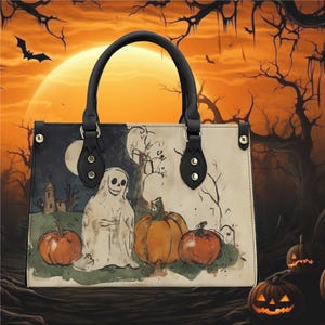 Bolso de mano de Halloween, bolso de hombro, bolso de mano, cuero vegano, lindo y divertido, sin correa, bolso de mano vegano, bolsos navideños