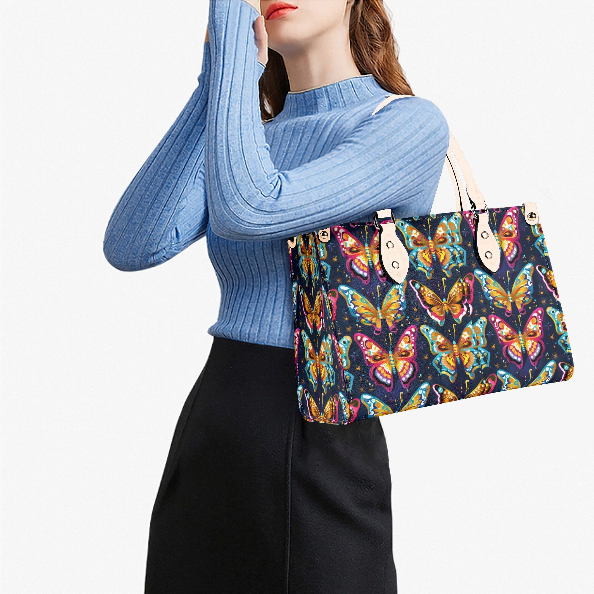 Discover Vintage Papillons Coloré Sac En Cuir