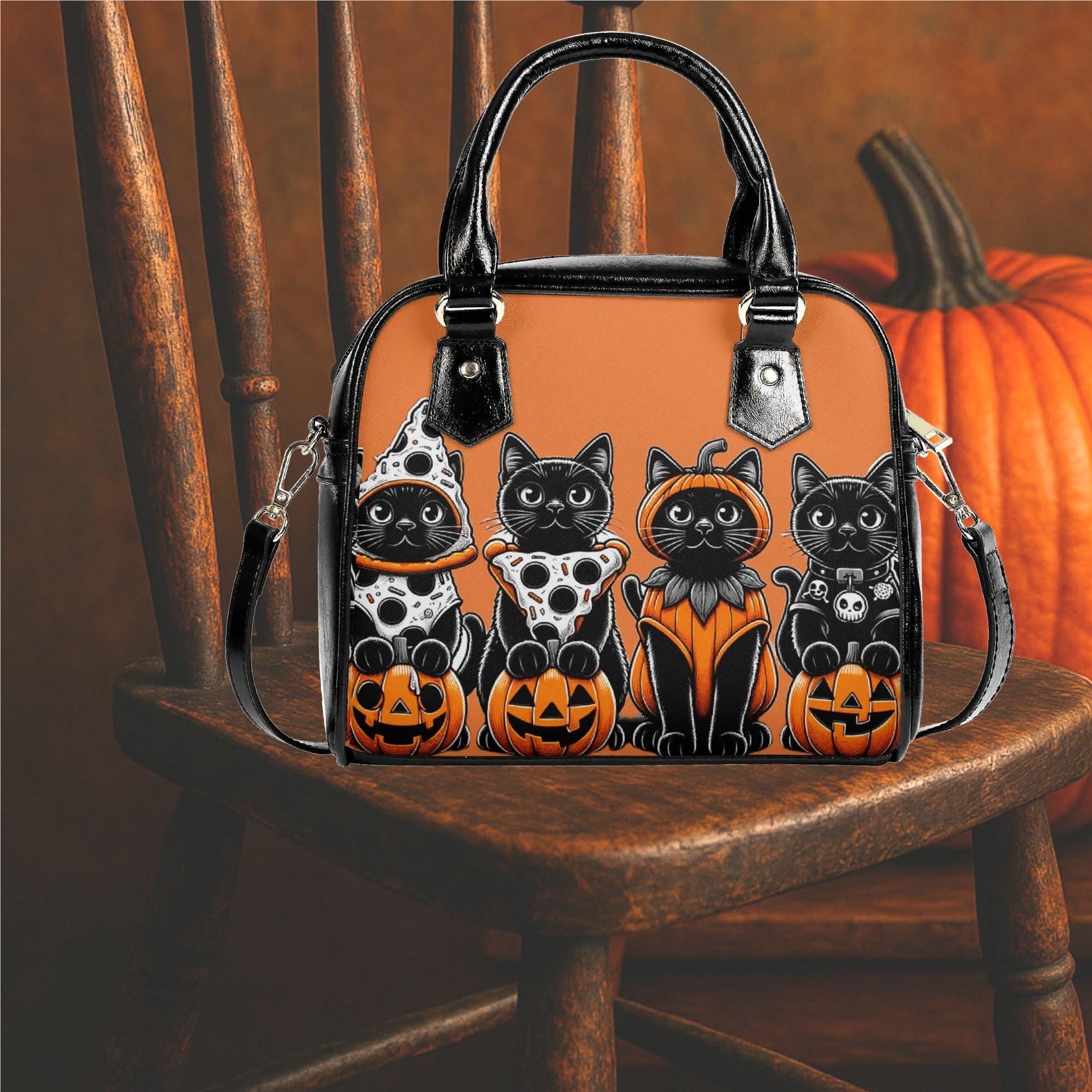 VISESUNNY Women's Large Canvas Tote Bag - Halloween Black Cat Pattern, Reusable Shopping & Beach Bag - View #7