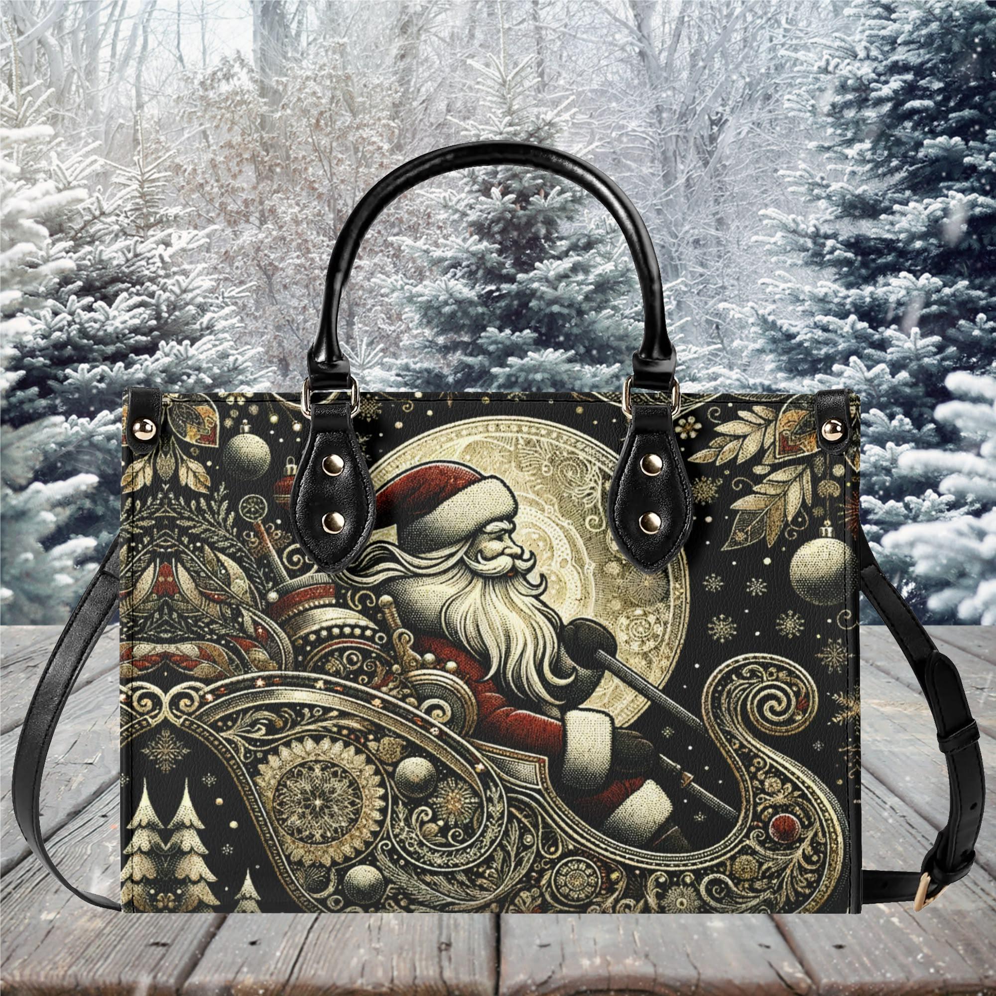 4708 Pine Tree Santa Claus Snow Xmas Backpack Purse Fashion Shoulder Bag Santa Claus Handbags - Etsy main image 3