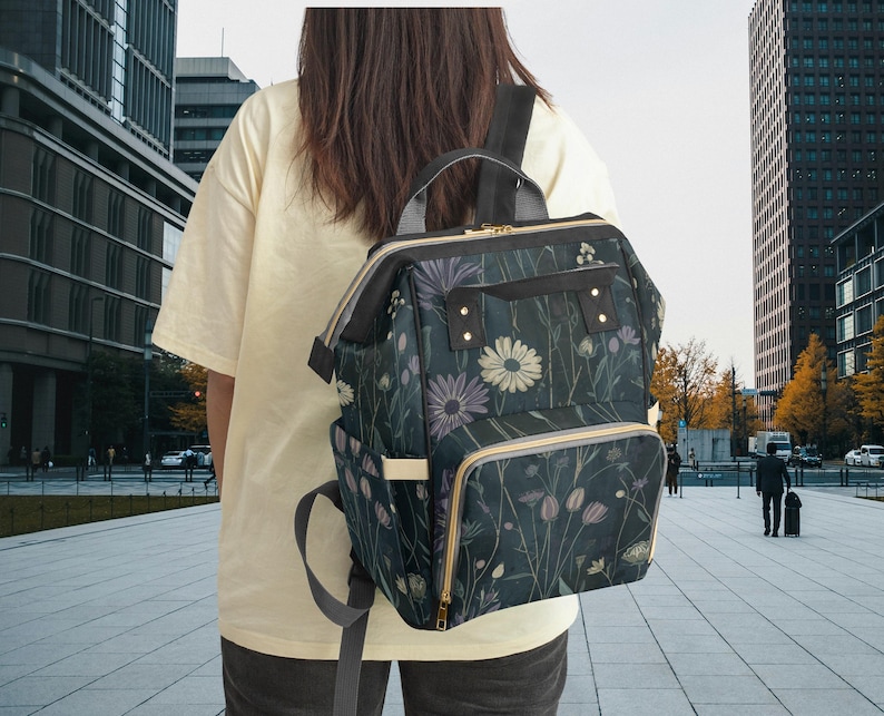 Flower Dark Cottage Core Multi Function Backpack Tablet Computer Bag ...
