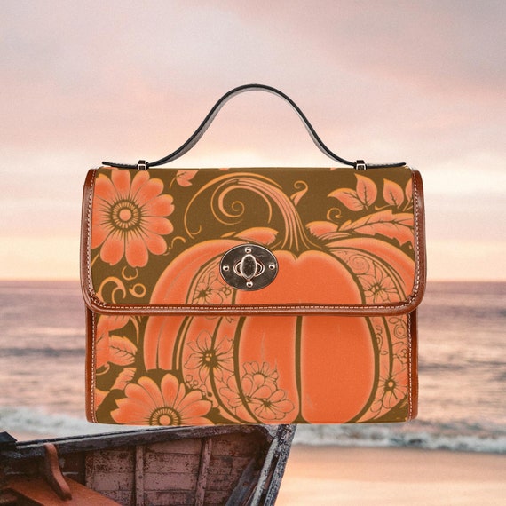 Halloween Thanksgiving satchel shoulder bag messenger bag crossbody pumpkin  handbag witch removal strap purse Holiday fall season cute fun