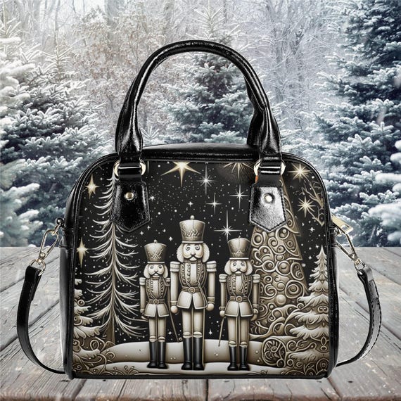 すーちゃんのクリスマスバッグ Vegan Leather Shoulder Handbag Nutcrackers Christmas Tree Holiday