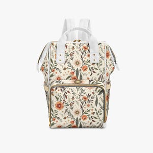 Floral cottage core Multi function Backpack tablet computer bag school book bag , Diaper bag image 10