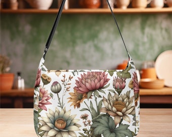 Laptop Messenger Shoulder Bag journey tote Floral botanical flower design gift Mom Wife  teen student