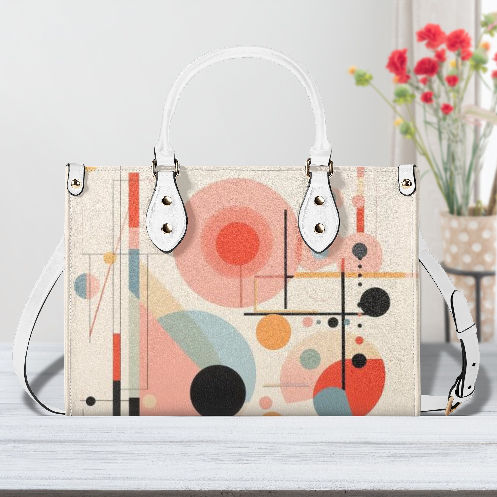 Leather Handbag  beautiful  design abstract art