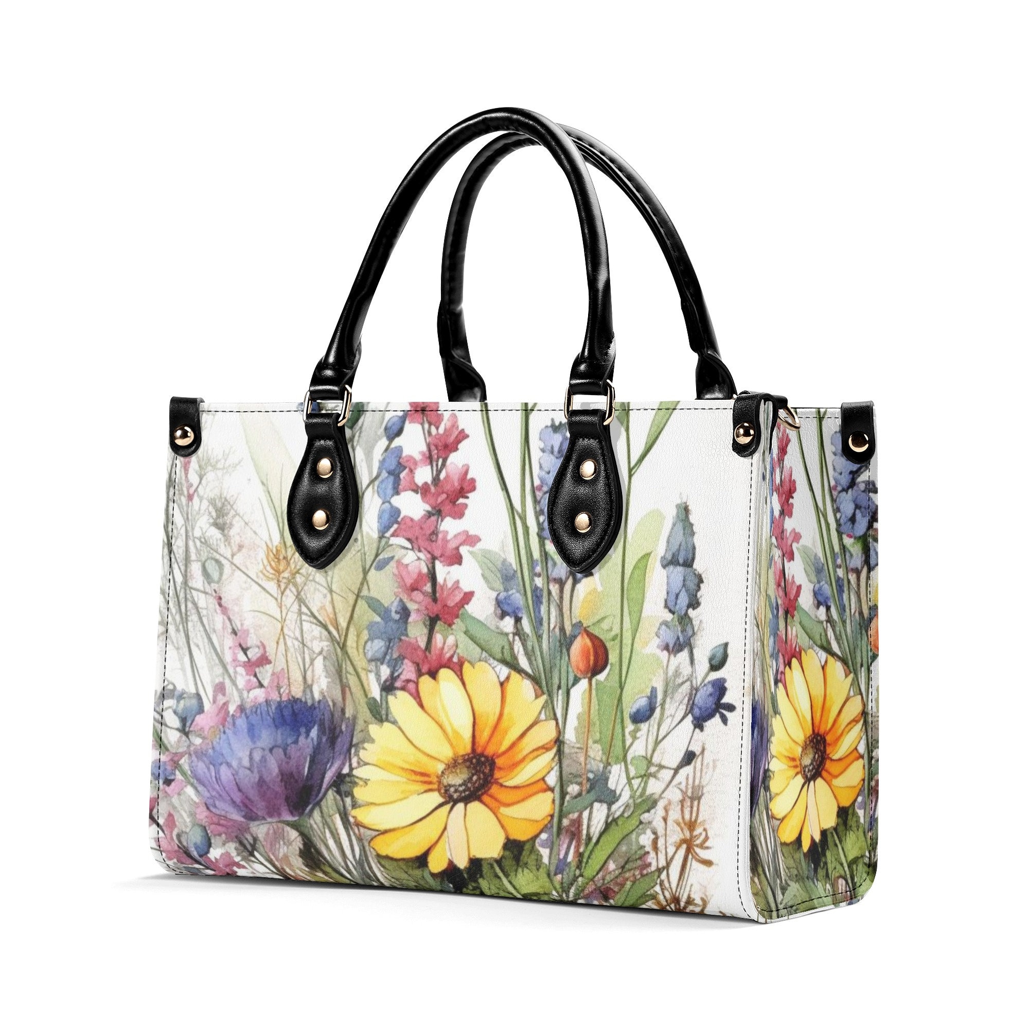 Floral Leather Handbag, gift for mom