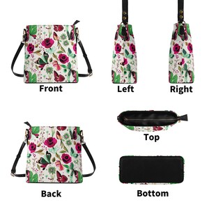 Women's PU Bucket Bag Shoulder Bag purse tote Beautiful cute spring summer Floral flower botanical cottagecore roses butterfly design zdjęcie 9