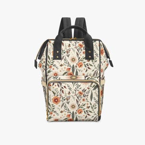 Floral cottage core Multi function Backpack tablet computer bag school book bag , Diaper bag image 2