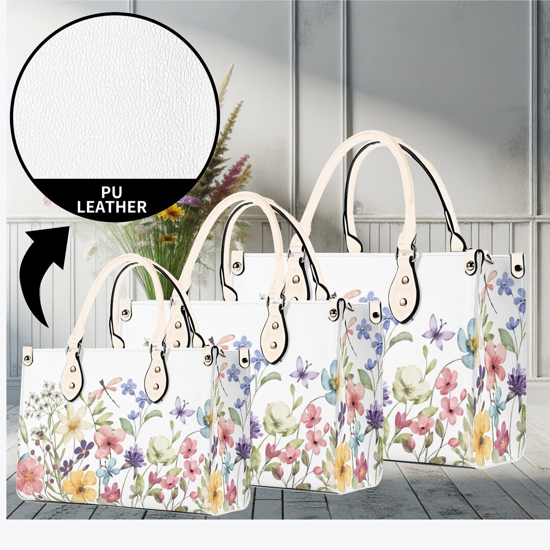 Luxury Women PU Leather Handbag Tote Purse Beautiful Spring Floral ...