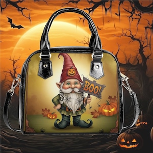 Bolso de mano tipo cartera con asa para hombro, diseño de calabaza de Halloween, elfo Boo, divertido y bonito, diseño caprichoso de otoño, bonito regalo, divertido y bonito.