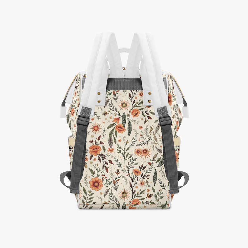 Floral cottage core Multi function Backpack tablet computer bag school book bag , Diaper bag image 7