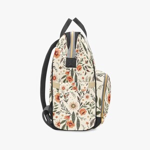 Floral cottage core Multi function Backpack tablet computer bag school book bag , Diaper bag image 8