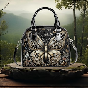 vegan leren schouderhandtas zomerherfst of alledaagse tas portemonnee vlinder zwarte crossbody tas tote leuk schattig grillig ontwerp.