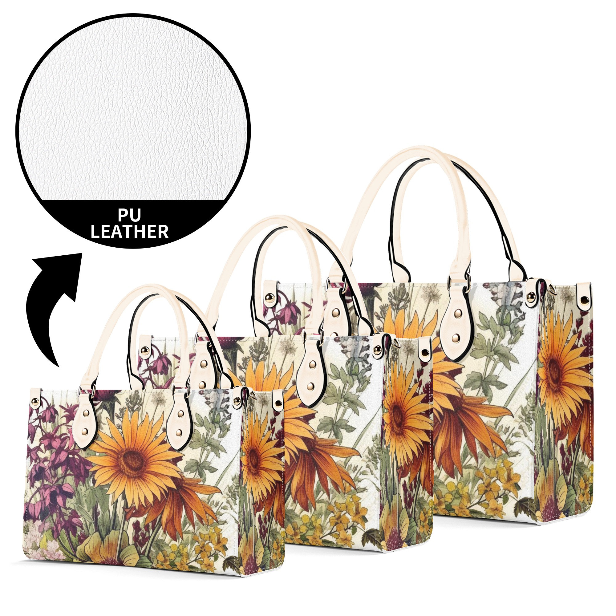 Floral Leather Handbag, gift for mom