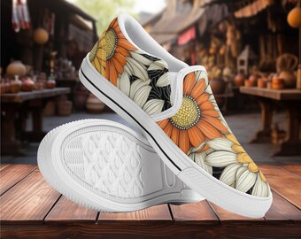 Women's Rubber Slip On Shoes farmhouse Cottagecore Daisy Botanical flower floral design Comfortable every day wear summer spring shoes