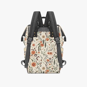 Floral cottage core Multi function Backpack tablet computer bag school book bag , Diaper bag image 11