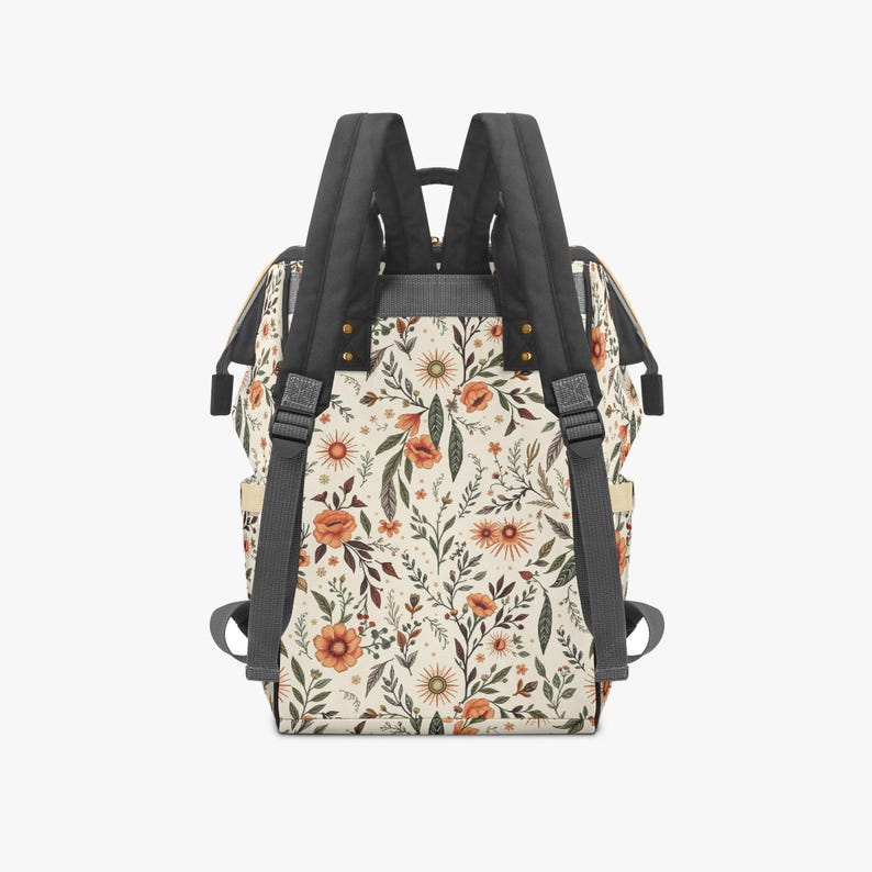 Floral cottage core Multi function Backpack tablet computer bag school book bag , Diaper bag image 11