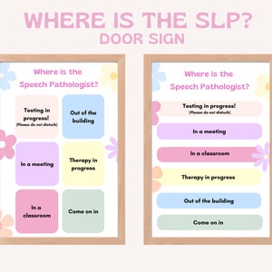 SLP Türschild | Logopädie Dekor | Namensschild SLP | Rede Printable | Therapie läuft | Testlauf läuft | Wo ist der SLP