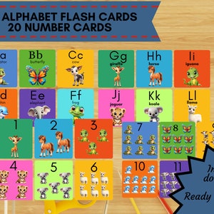 Animal Alphabet & Number Flash Cards Digital Print Classroom - Etsy