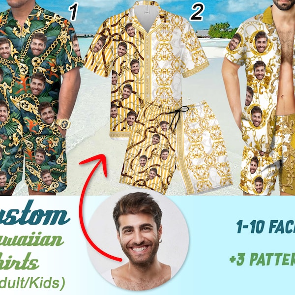 Custom Hawaiian Shirt With Face, Hawaiian Outfit For Women, Personalized Hawaii Shirt For Men, Luxury Printed Casual Button Down Shirt Suits